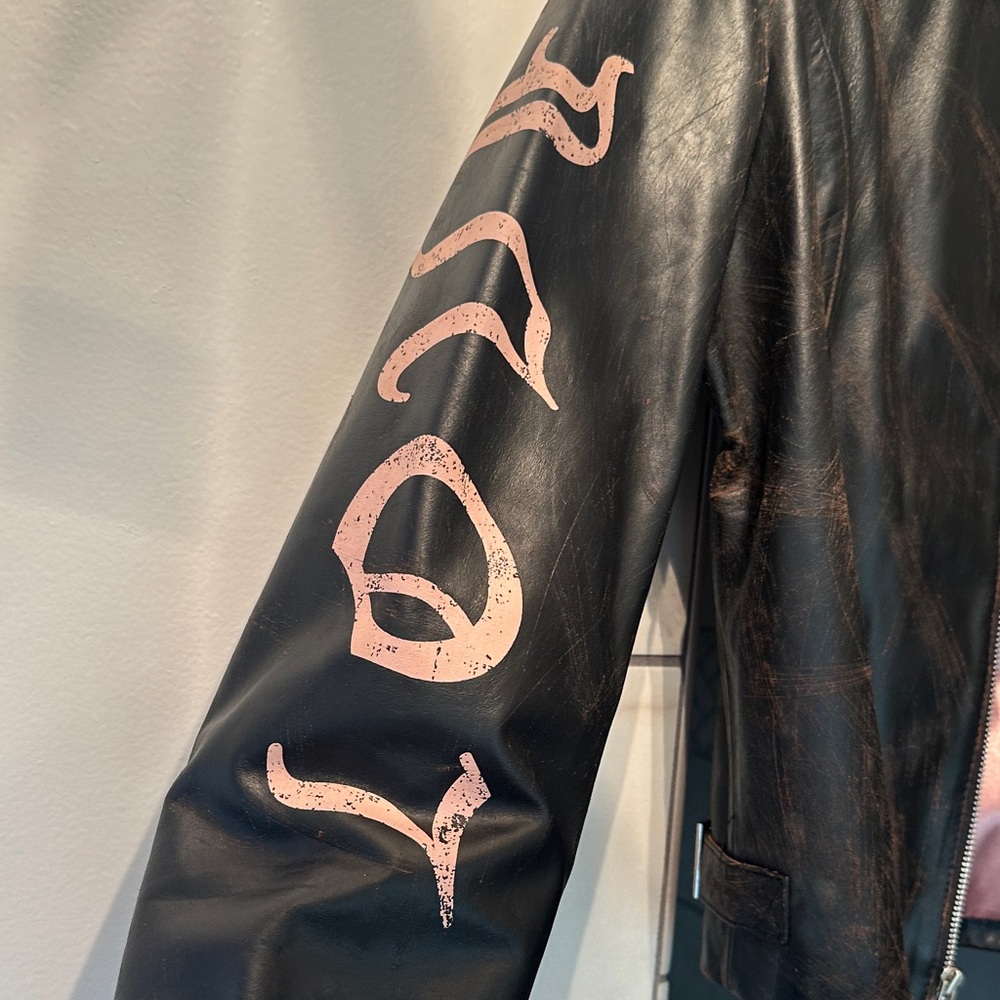 Wilsons Leather Black Jacket with Pink Accents - Picture 5 of 10